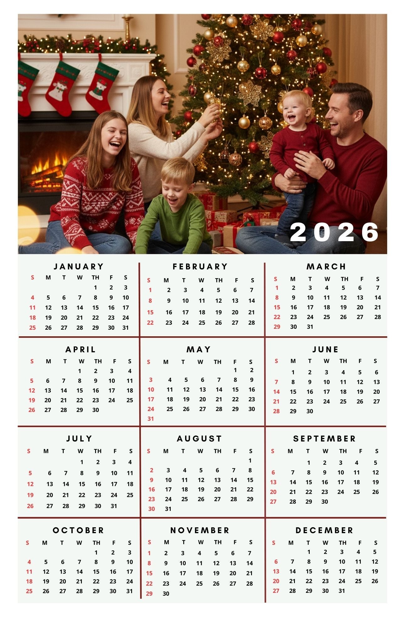 Magnetic Calendar 5x8 "