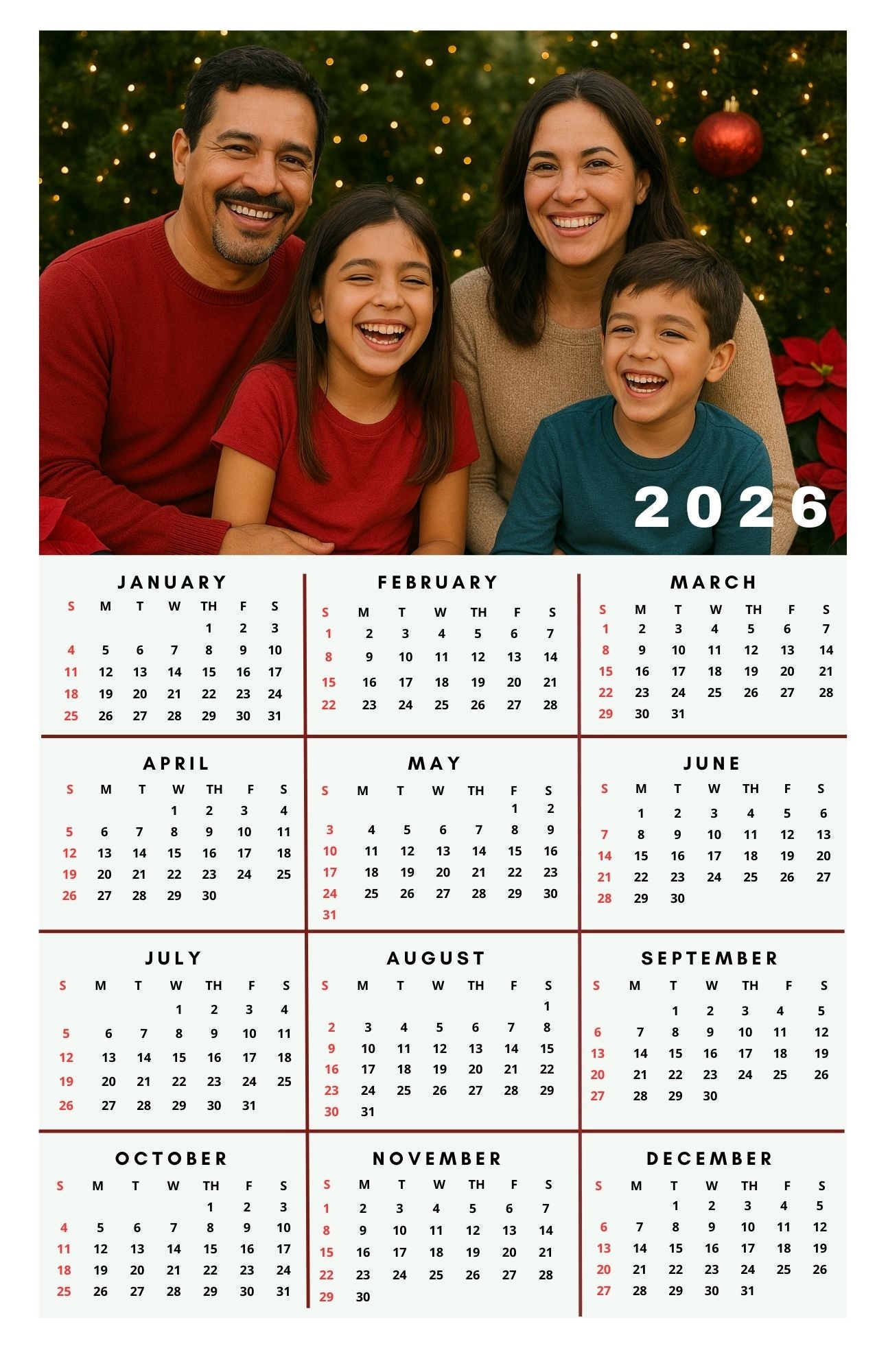 Magnetic Calendar 5x8 "