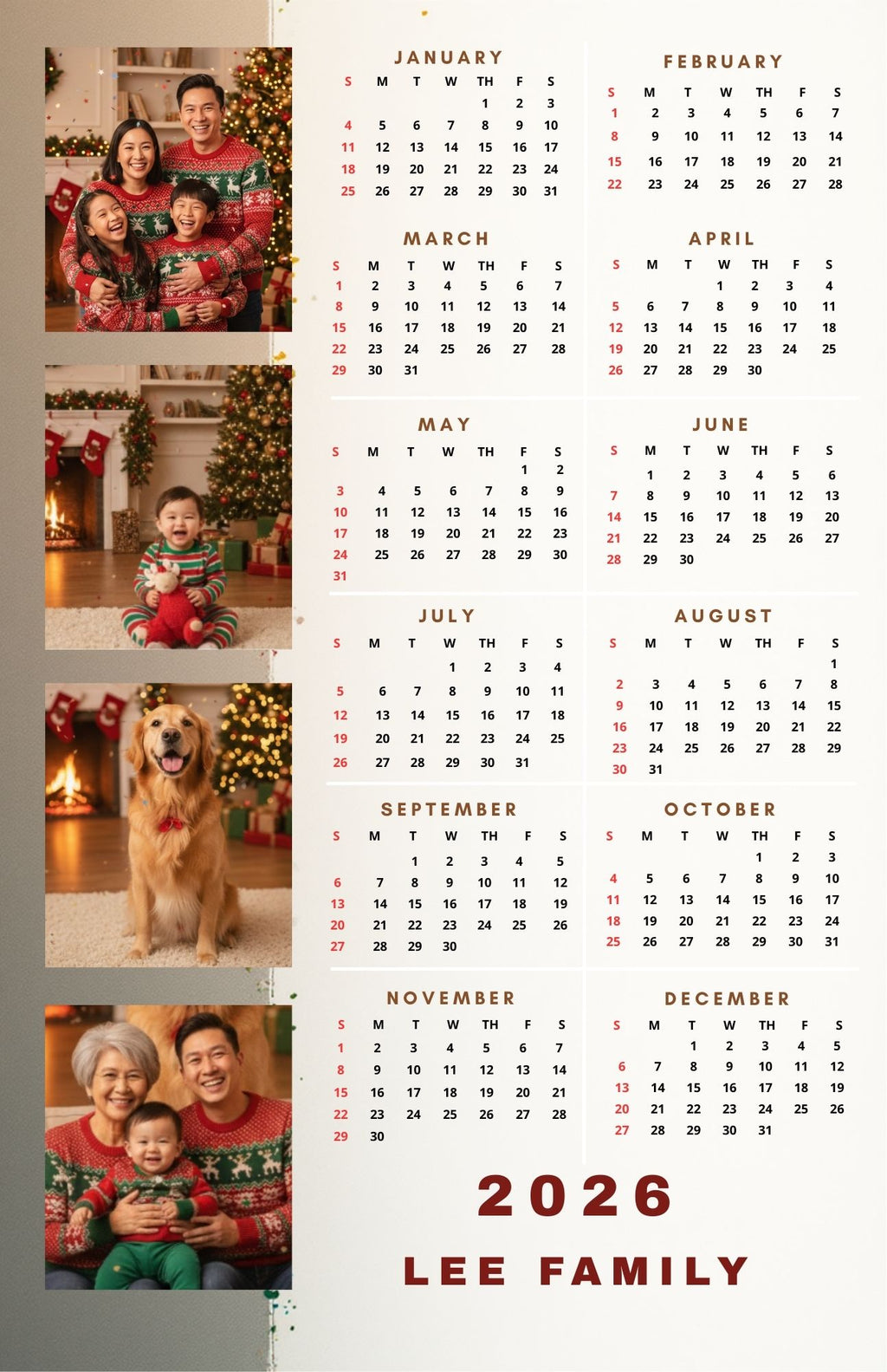 Magnetic Calendar 5x8 "