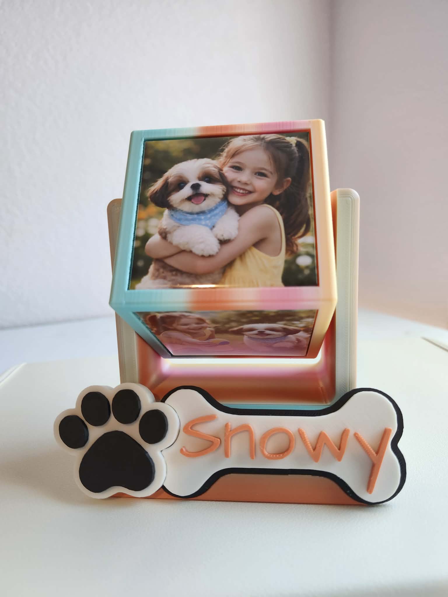 STL for PAWfect Memories rotating cube frame, BASE and ACCESSORIES only