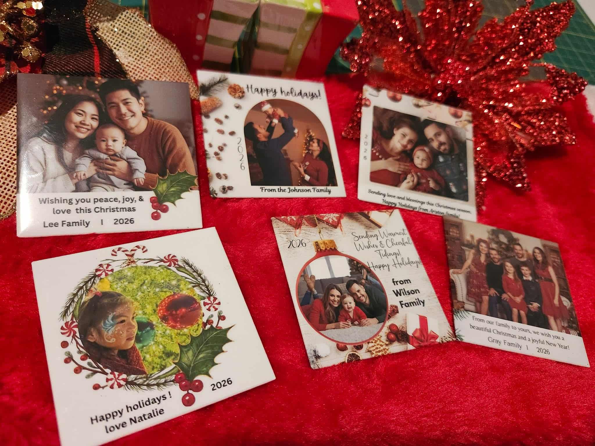 2.5 x 2.5"  Holiday Greetings Photo Magnet (min order of 3 magnets)