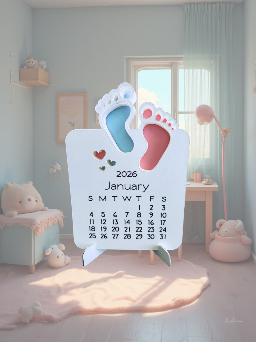 Baby Footprint Desktop Calendar 3.5 x 4"