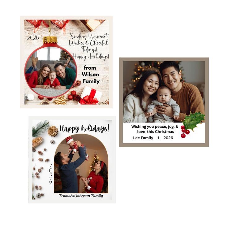 2.5 x 2.5"  Holiday Greetings Photo Magnet (min order of 3 magnets)