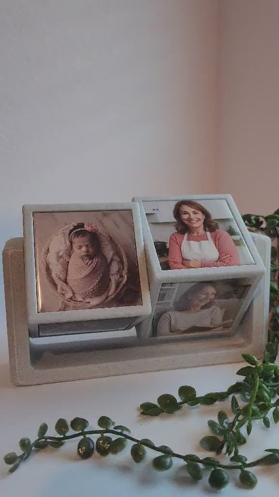 Rotating Cube Frame -  Double   (Holds 8 Photo Magnets)