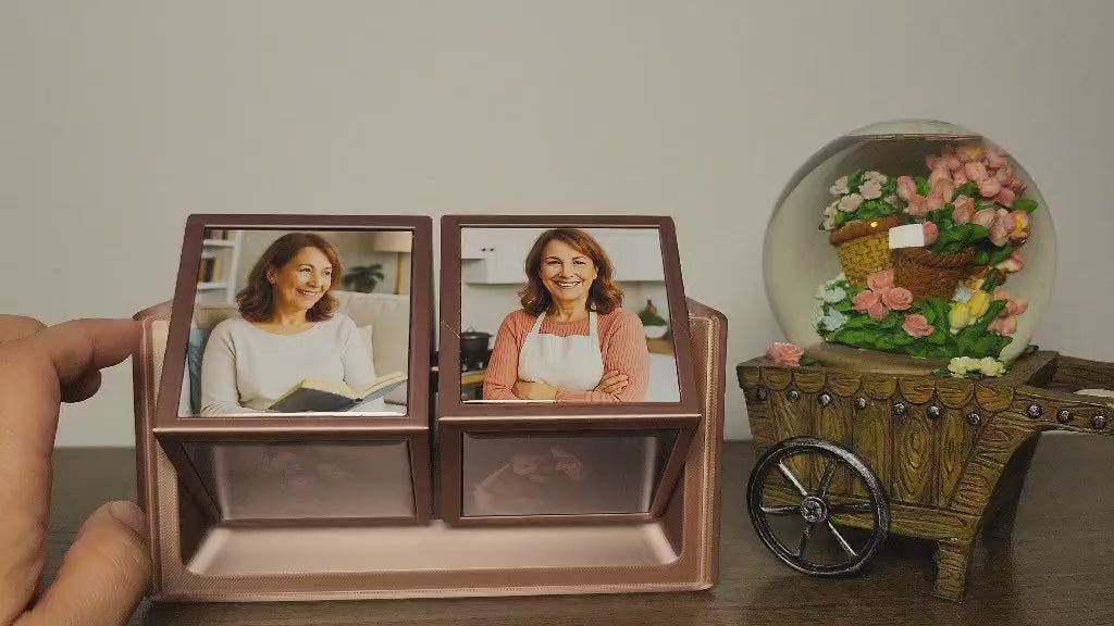 STL - Double Rotating Cube Frame  (Holds 8 Photo Magnets)